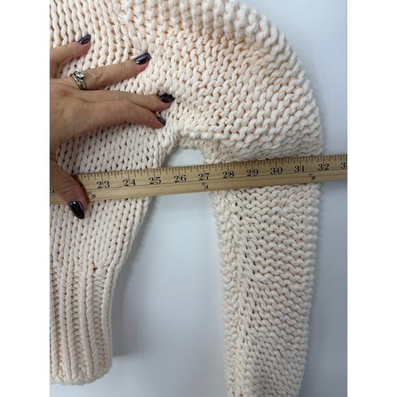 Free People Glow For It Chunky Knit Cardigan Cream L Oversized Cozy Boho - Picture 9 of 10